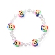 Bracelets extensibles en perles d'argile polymère faites à la main pour les enfants BJEW-JB06325-04-1