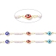 Evil Eye Glass & Brass & ABS Imitation Pearl Handmade Beaded Chains CHC-D029-37G-01-2