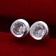 Flat Round Silver Color Plated Brass Cubic Zirconia Stud Earrings EJEW-BB11915-1