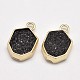 Hexagon Electroplated Natural Druzy Agate Pendants G-M252-01-2
