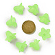 Smerigliato perline fiore acrilico trasparente verde X-PLF018-05-3