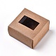 クラフト紙箱  正方形  バリーウッド  80x80x40mm CON-WH0032-D01-3