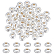 Benecreat 925 perles en argent sterling perles rondes en argent sterling de 2.2 mm perles d'espacement en métal grand trou perles rondes en argent FIND-BC0003-80-1