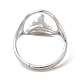 304 регулируемое женское кольцо из нержавеющей стали с китовым хвостом RJEW-M149-01P-2