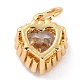 Real 18K Gold Plated Brass Inlaid Cubic Zirconia Charms ZIRC-L100-074G-04-3