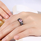 トレンドの真鍮製指輪  女性のキュービックジルコニアリング  正方形  蘭  ガンメタ色  usサイズ8（18.1mm） RJEW-BB17811-8B-7
