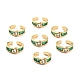 Green Cubic Zirconia Flat Round Open Cuff Ring for Women RJEW-C018-10G-2