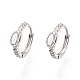 Glass Oval Hoop Earrings with Cubic Zirconia EJEW-G321-01P-01-1