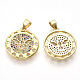 Brass Micro Pave Cubic Zirconia Pendants ZIRC-T012-22G-2