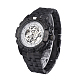 合金の腕時計ヘッド機械式時計  ステンレス製の時計バンド付き  ガンメタ色  ホワイト  70x22ミリメートル  ウオッチヘッド：55x52x17.5ミリメートル ：ウオッチフェス：34ミリメートル WACH-L044-01A-B-2