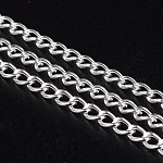 Iron Twisted Chains Curb Chains, Unwelded, Silver Color Plated, with Spool, Link: 3x5mm, 0.8mm thick, about 328.08 Feet(100m)/roll