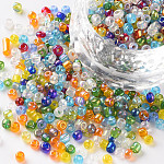 Perles de rocaille en verre rondes, couleurs transparentes arc, ronde, couleur mixte, 3mm