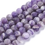 Natural Amethyst Beads Strands, Frosted, Round, 8mm, Hole: 1mm, about 50pcs/strand, 15.35 inch(39cm)
