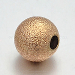 Perlas espaciadoras redondas de textura de latón, dorado, 4mm, agujero: 2 mm