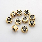Vere perle di strass in ottone placcato oro 18k, rotondo e piatto, nichel libero, ematite, 7x4mm, Foro: 2x2 mm