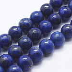 Chapelets de perles en lapis-lazuli naturel, ronde, 4mm, Trou: 0.8mm, Environ 95 pcs/chapelet, 15.5 pouce (39.5 cm)