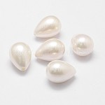 Perline di guscio, grado a, lacrima, mezzo forato, bianco, 21x15mm, mezzo buco: 1.2 mm
