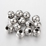 Perlas de espaciador de hierro, de color platino, 8mm, agujero: 2.5~3 mm
