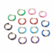 Массивные серьги-кольца Huggie Hoop из двухцветной нержавеющей стали 304 с ионным покрытием (IP) и эмалью для женщин EJEW-C043-11-G