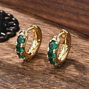 Серьги-кольца с зеленым кубическим цирконием EJEW-C022-08G