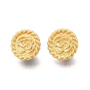 Flat Round with Flower Pattern Brass Stud Earring Findings KK-G436-02MG