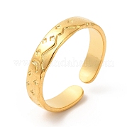 Ion Plating(IP) 304 Stainless Steel Moon & Star Open Cuff Ring for Women RJEW-E063-10G