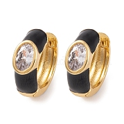 Серьги из латуни с эмалью кубического циркония EJEW-S219-14G-02