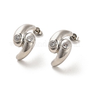 Серьги-гвоздики из латуни с микропаве и прозрачным фианитом EJEW-M240-07P