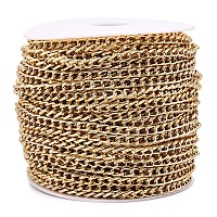 3.28 Feet Decorative Chain Aluminium Twisted Chains Curb Chains, Unwelded,  Golden, 15x10x2mm