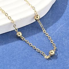 Collana da donna in ottone con catene satellitari,  cadmio& piombo libero, vero placcato oro 18k, 44.2~45.5cm