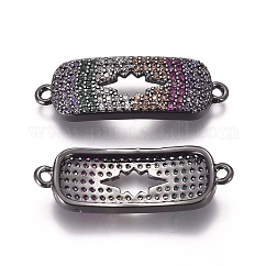 Messing Micro Pave Zirkonia Verbinder Steckverbinder, Rechteck, Farbig, Metallgrau, 9x26x2.2 mm, Bohrung: 1.2 mm