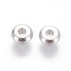 Cuentas espaciadoras de acero inoxidable 304 resistentes al deslustre, plano y redondo, color acero inoxidable, 5x2mm, agujero: 1.6 mm