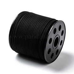 Cordon en faux suède écologique, dentelle de faux suède, noir, 3.0x1.4mm, environ 98.42 yards (90 m)/rouleau