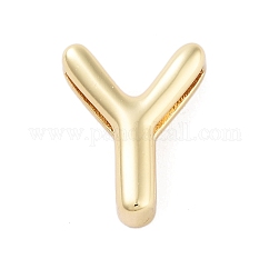 Cremagliera perle di ottone di placcatura, per realizzare collane con nome personalizzate,  cadmio& piombo libero, placcato di lunga durata, vero placcato oro 18k, lettera y, 14.5x11.5x4.5mm, Foro: 1.5x10.5 mm