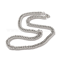 Collares de cadena de eslabones cubanos de hierro para mujeres y hombres., Platino, 17.72 pulgada (45 cm), link: 9.5x7.5x4 mm