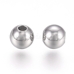 Perle in acciaio inossidabile chirurgico 316l anti-ossidazione, tondo, colore acciaio inossidabile, 4x3.5mm, Foro: 1.2 mm