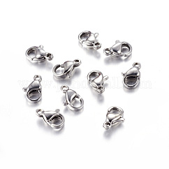 Fermoirs mousquetons en acier inoxydable 304 anti-ternissement, fermoirs à gâchette de perroquet, polissage manuel, couleur inoxydable, 9x5.5x3mm, Trou: 1mm