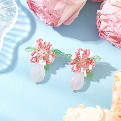 Blume handgefertigte Glasperlen Ohrstecker&nbsp;EJEW-MZ00449
