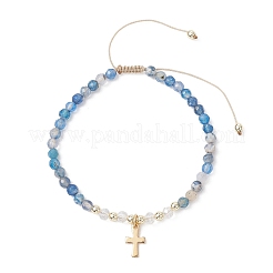Bracciali con perline intrecciate in pietra mista&nbsp;BJEW-JB12958-02