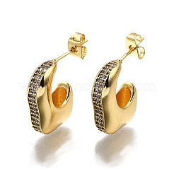 Aretes de circonita cúbica transparente con micropavé de latón para mujer&nbsp;EJEW-U056-01B-G