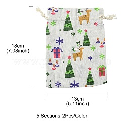 10 Stück 5 Stile bedruckte Polycotton-Verpackungsbeutel (Polyester-Baumwolle) mit Kordelzug&nbsp;ABAG-YW0001-04