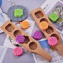 Blume & flache runde & quadratische Mondkuchenformen aus Holz&nbsp;BAKE-SZ0001-04