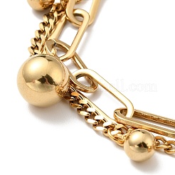 Mehrreihiges Armband mit rundem Kugelanhänger&nbsp;BJEW-G639-23G