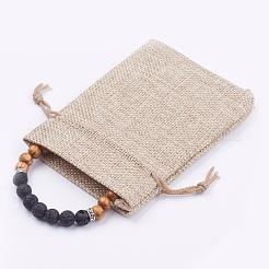 Pulseras elásticas de roca de lava natural&nbsp;BJEW-JB03635-01