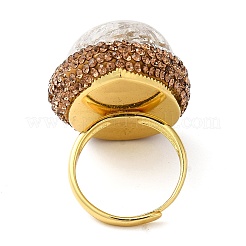 Ovaler verstellbarer Ring aus natürlichem Quarzkristall mit Strass&nbsp;RJEW-E052-01G