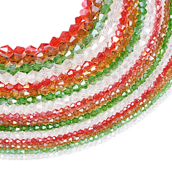 16 Stränge 16 Stil Weihnachtsthema transparente galvanisierte Glasperlenstränge&nbsp;EGLA-TA0001-25