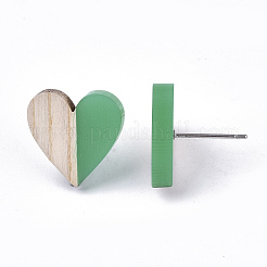Aretes de resina transparente y madera&nbsp;LS-EJEW-N017-002A-D02