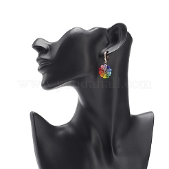 Japanische geflochtene Blumenohrringe in Regenbogenfarben&nbsp;EJEW-MZ00003