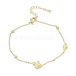 Bracciali a maglie a quadrifoglio in ottone con micro pavé di zirconi cubici trasparenti&nbsp;KK-CBAED06-02G