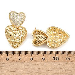 Orecchini pendenti in zircone chiaro con micro pavè di zirconi in ottone&nbsp;EJEW-L275-15G-01